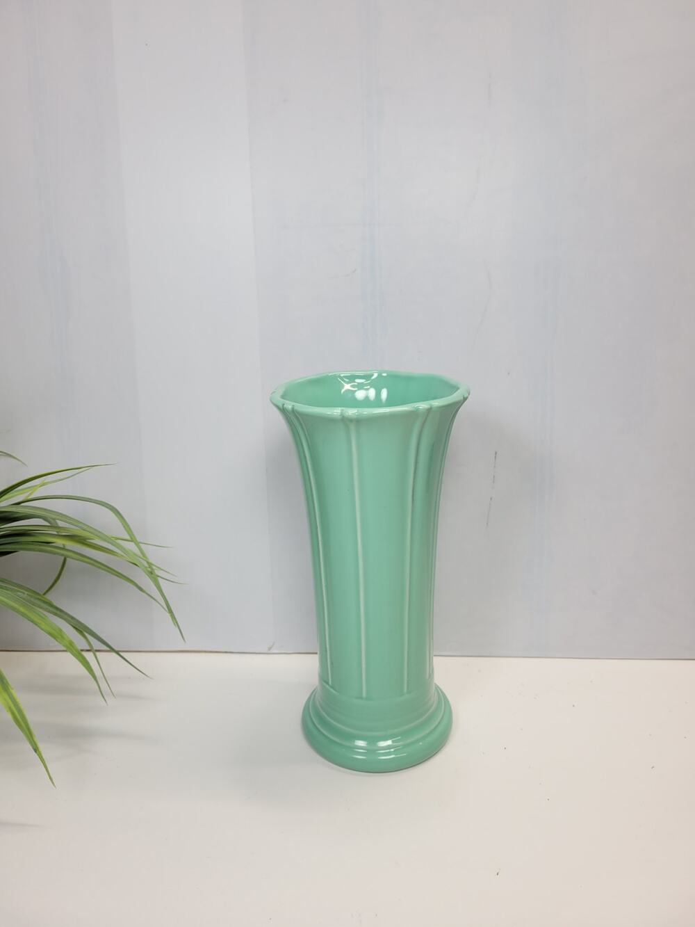 Vintage Fiesta Sea Mist Green Ceramic Medium Fluted Flower Vase Homer Laughlin
